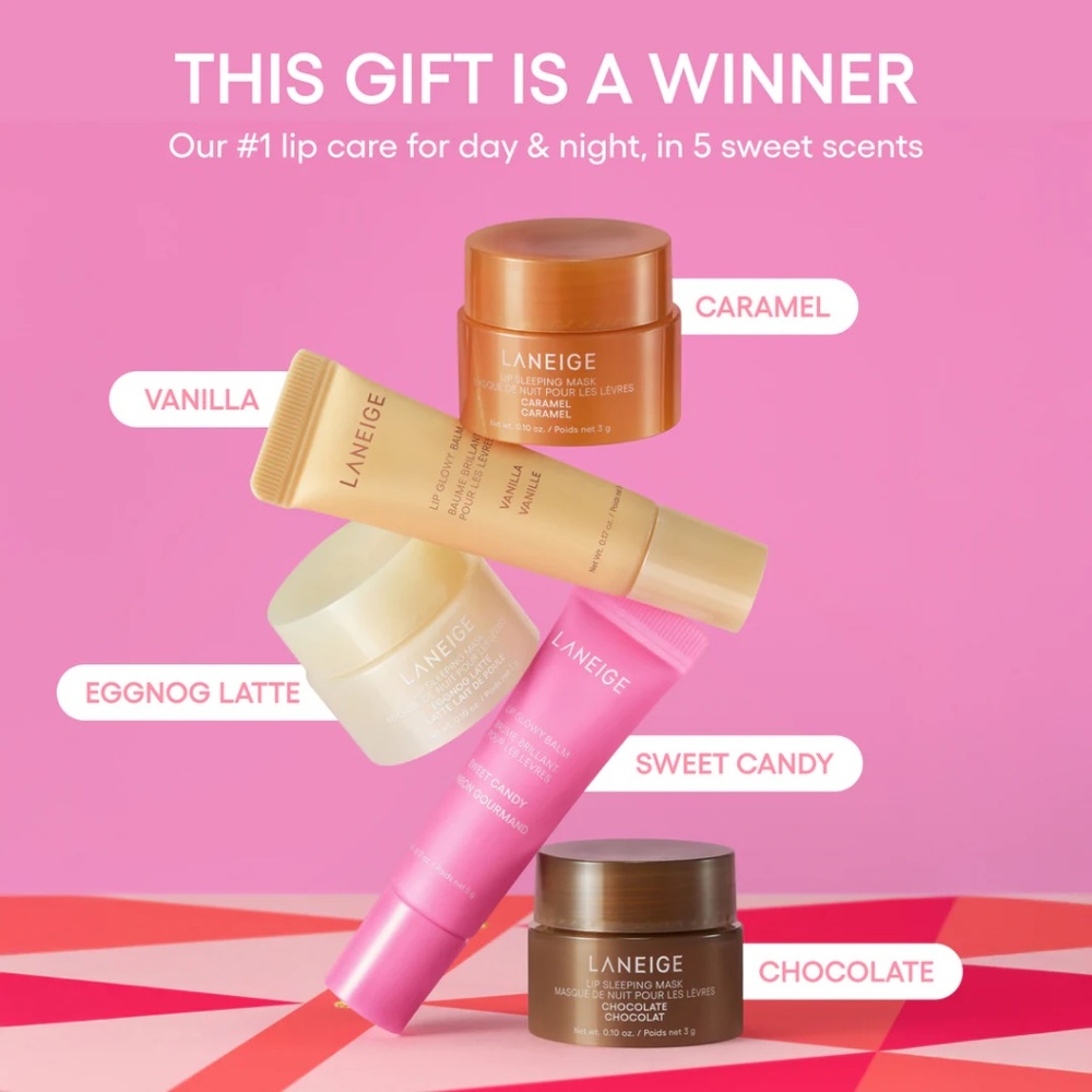 NWT Laneige Lip Mask Minis Set | Chocolate Caramel Egg Nog Sweet Candy Vanilla